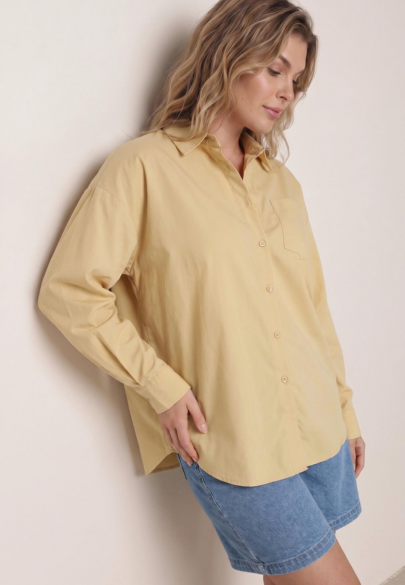 christy Cămașă oversize din bumbac Nororena Galbenă