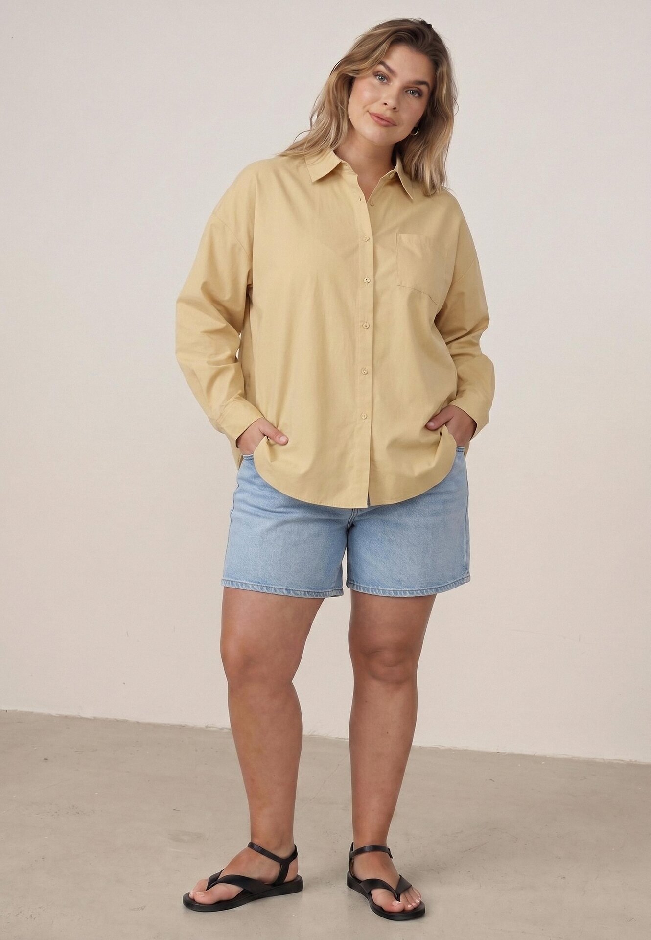christy Cămașă oversize din bumbac Nororena Galbenă