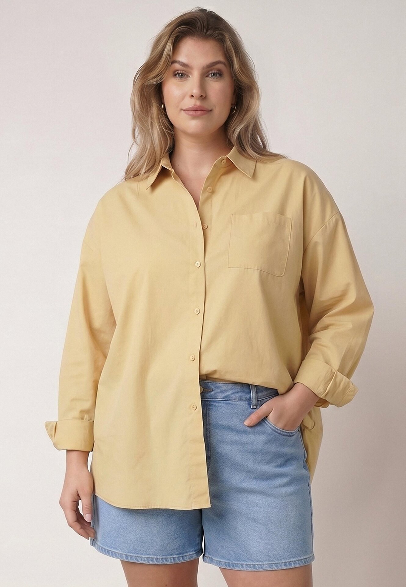 christy Cămașă oversize din bumbac Nororena Galbenă
