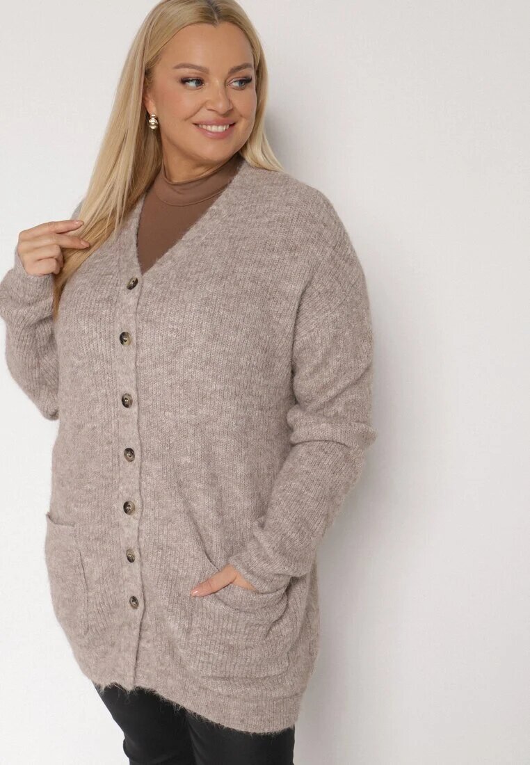 christy Cardigan Maro cu Amestec de Lână cu Buzunare Laterale Esaiana