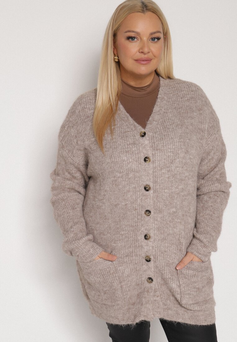 christy Cardigan Maro cu Amestec de Lână cu Buzunare Laterale Esaiana