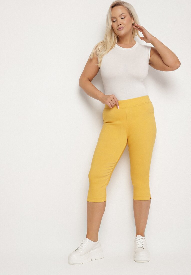 christy Pantaloni galbeni din bumbac cu croială Capri Dolonisa