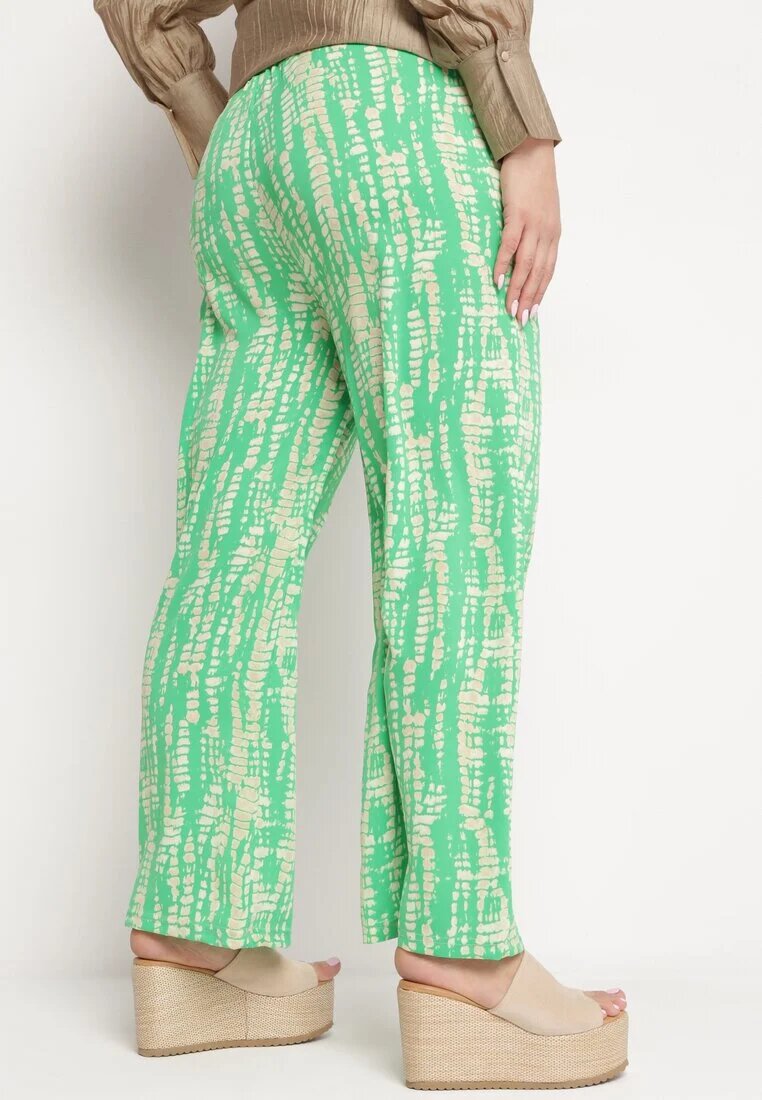 christy Pantaloni Largi Verzi cu Talie Înaltă și Elastic în Talie Miffiana