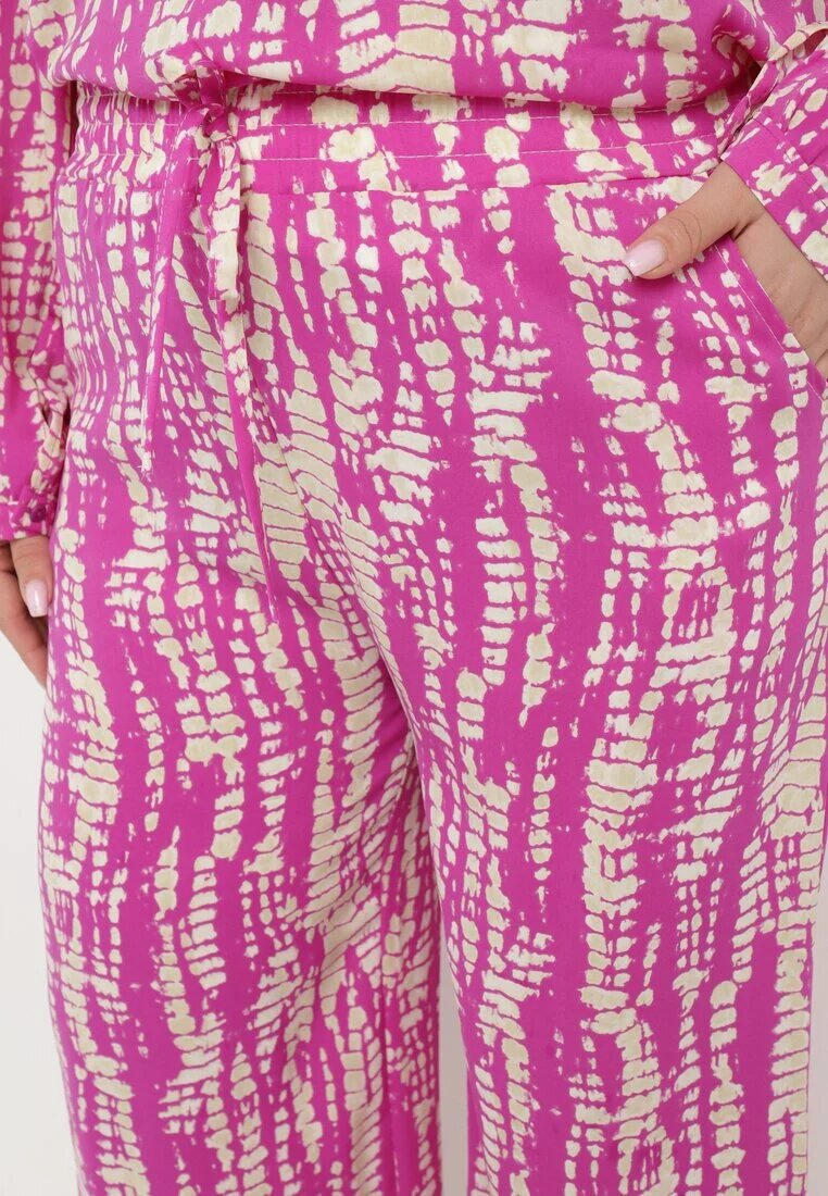 christy Pantaloni Violet Largi cu Talie Înaltă și Elastic în Talie Miffiana