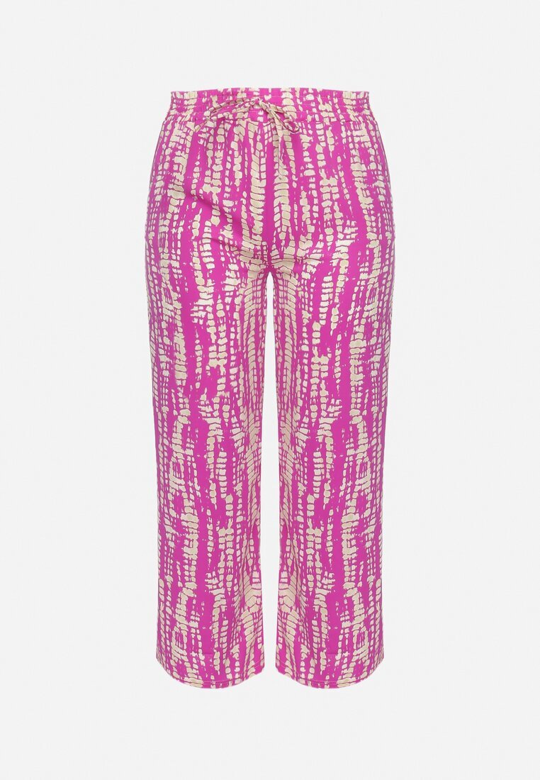 christy Pantaloni Violet Largi cu Talie Înaltă și Elastic în Talie Miffiana