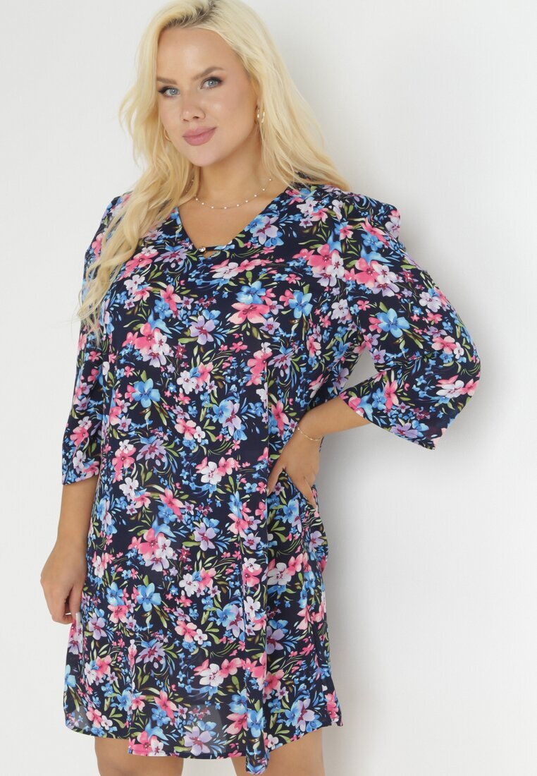 christy Rochie bleumarin tip cutie cu mânecă 3/4 Wileen
