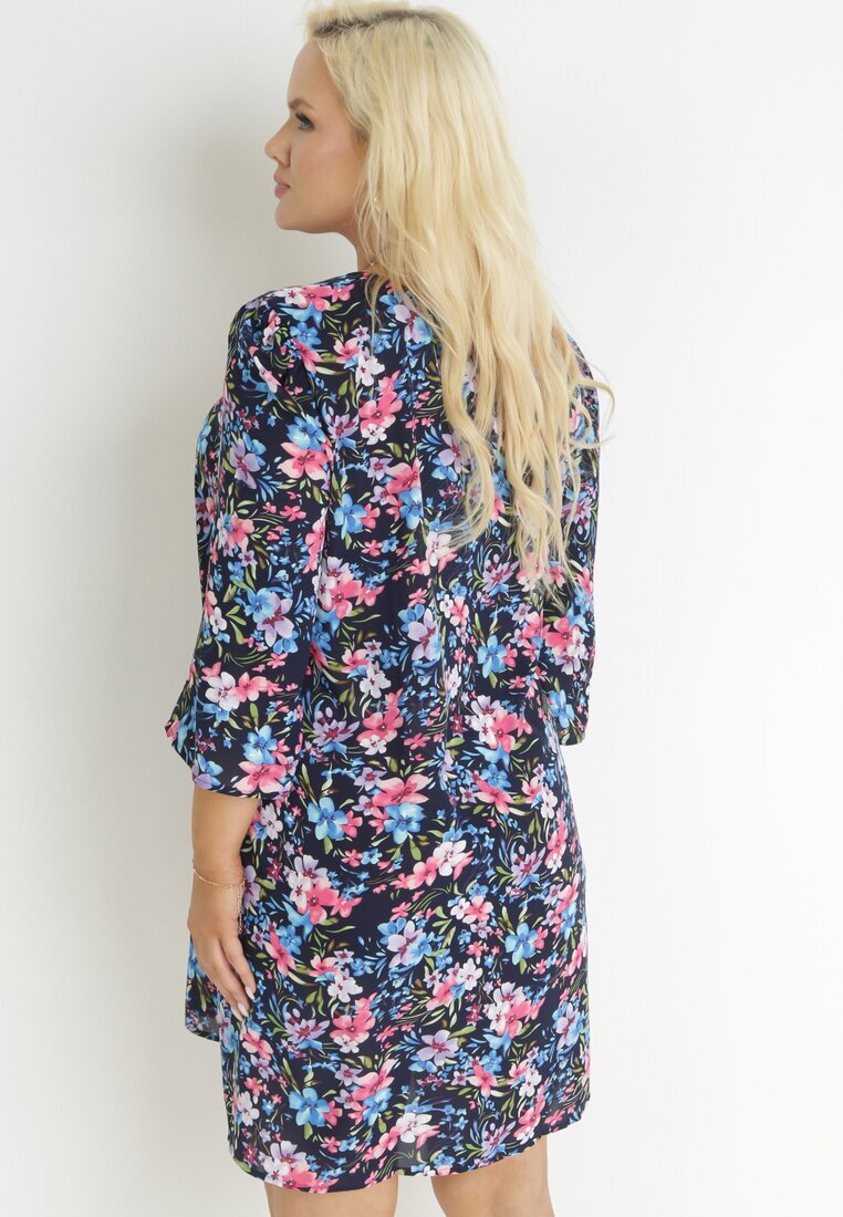 christy Rochie bleumarin tip cutie cu mânecă 3/4 Wileen