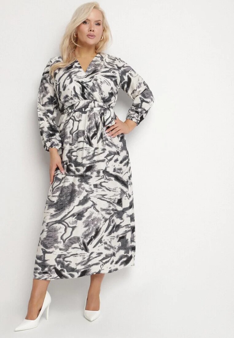 christy Rochie Evazată Petrecută Neagră din Viscoză cu Imprimeu Abstract Dleffia