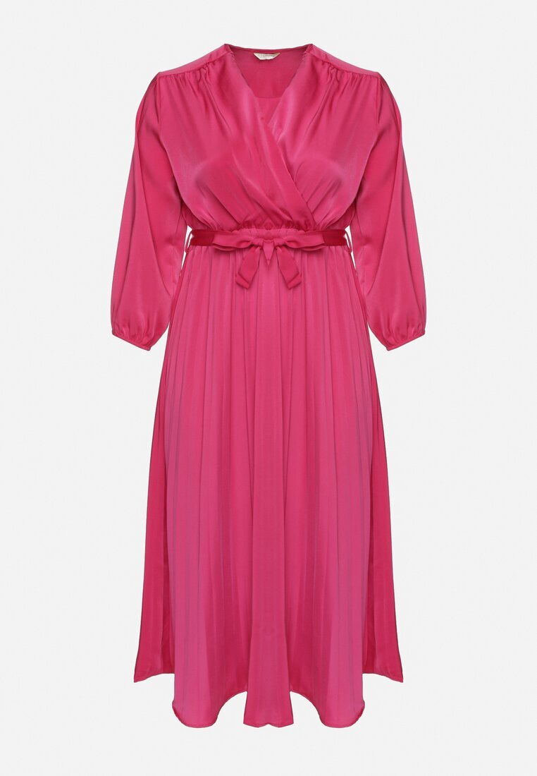 christy Rochie Fucsia Maxi cu Elastic în Talie și Decolteu Petrecut Bertram