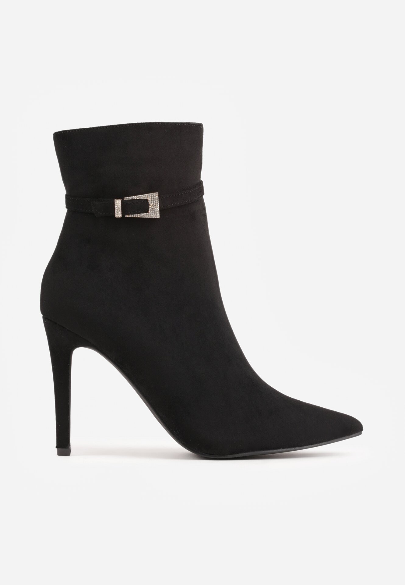 ciaodeo Botine cu toc stiletto și cataramă metalică cu strasuri pe lateral Ametria Negre