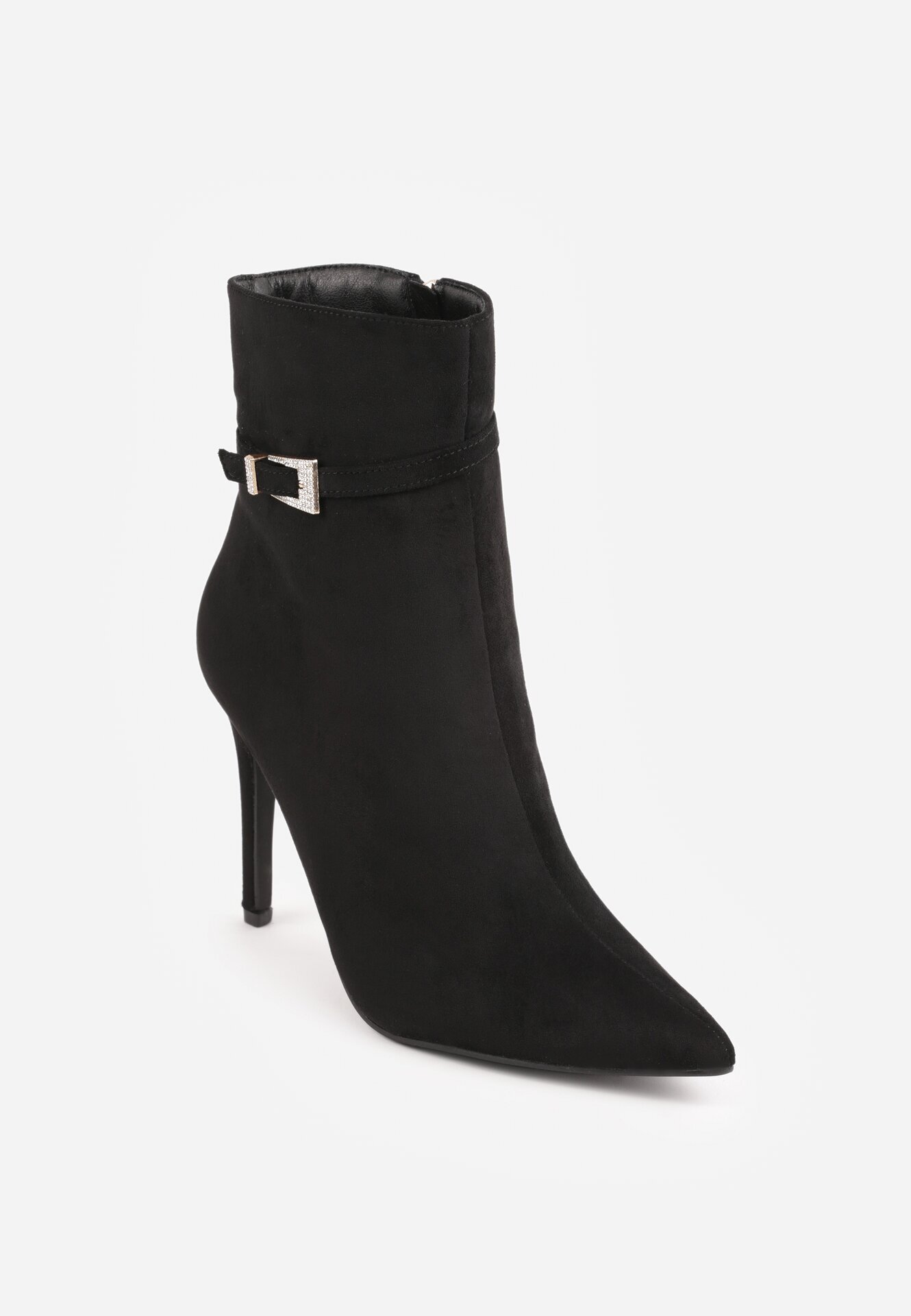 ciaodeo Botine cu toc stiletto și cataramă metalică cu strasuri pe lateral Ametria Negre