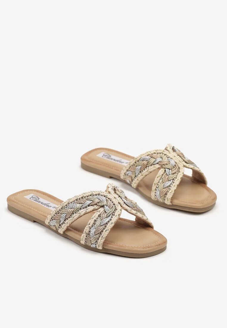 ciaodeo Papuci Bej cu împletitură în stil Boho Felmirella