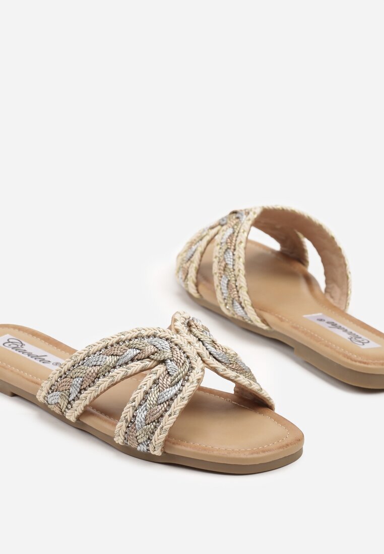 ciaodeo Papuci Bej cu împletitură în stil Boho Felmirella