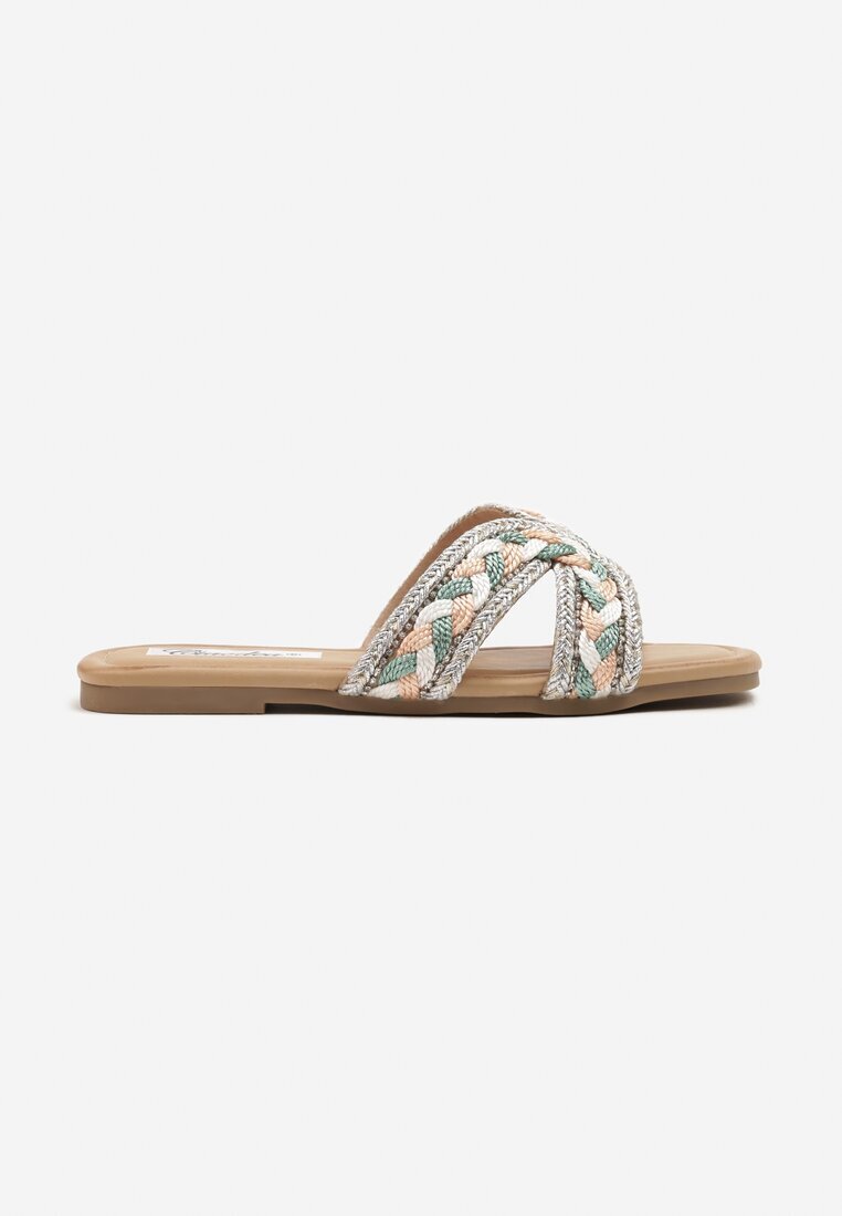ciaodeo Papuci Verde-Bej cu Împletitură în Stil Boho Felmirella