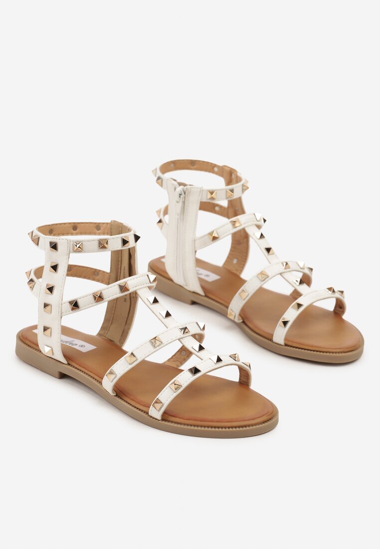 ciaodeo Sandale Albe Gladiator decorate cu ținte Tesiela