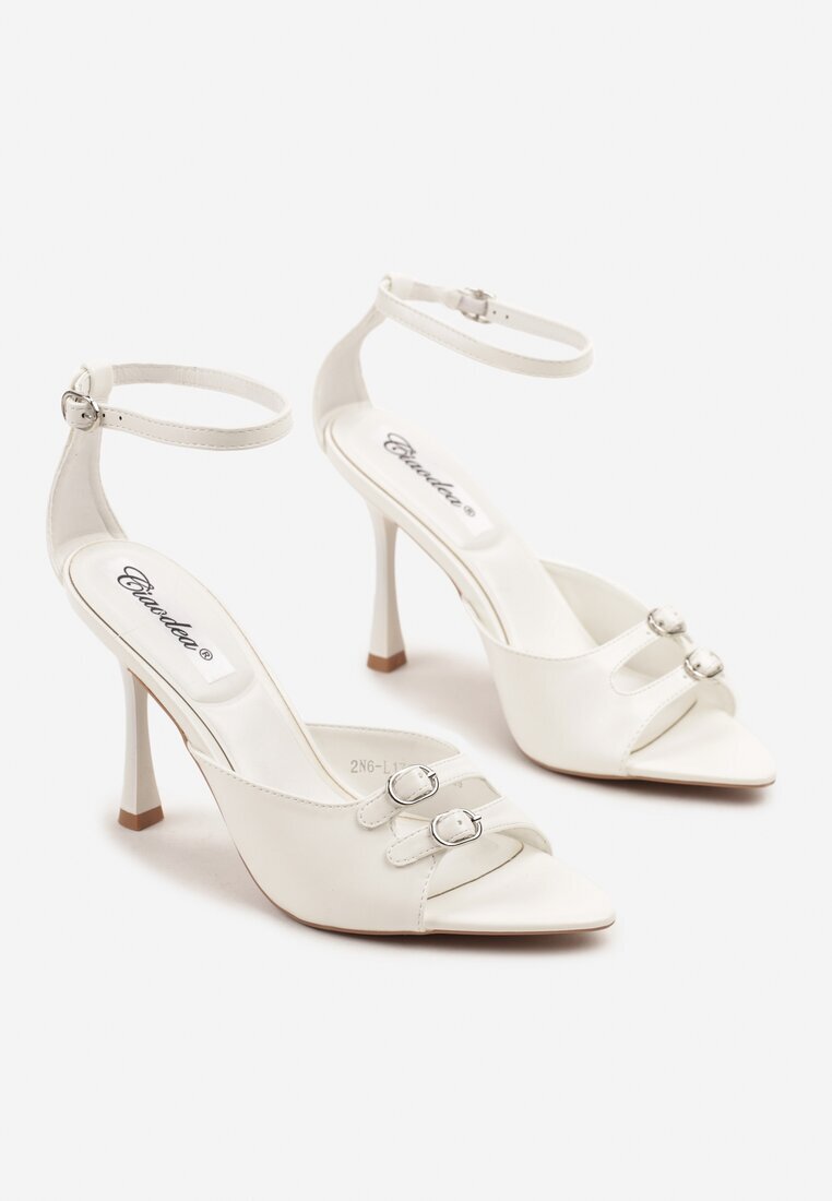 ciaodeo Sandale Albe Stiletto cu Catarame Decorative Nevorisea