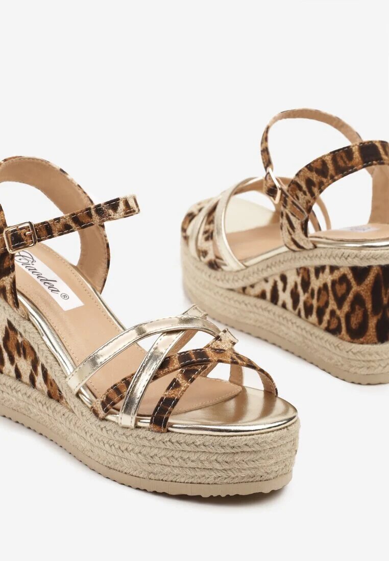 ciaodeo Sandale Aurii cu platformă din împletitură cu curele împletite leopard Tanarethia