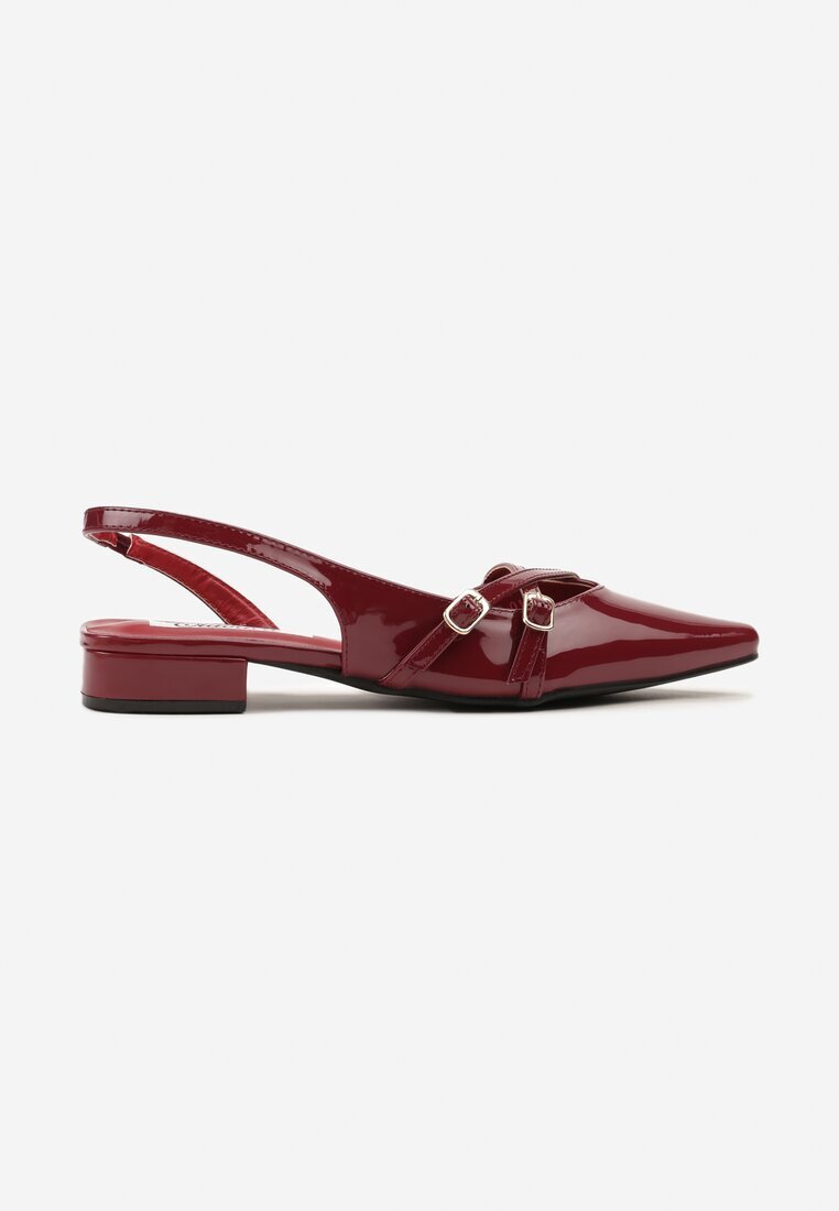 ciaodeo Sandale Bordeaux-Roșii cu vârf ascuțit decorate cu curele cu catarame Tenamira