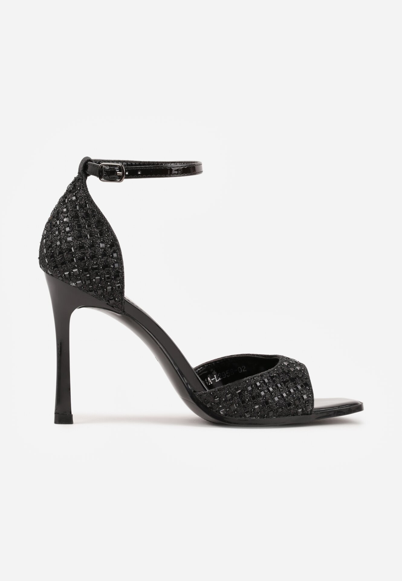 ciaodeo Sandale Elegante Negre pe toc stiletto cu strasuri și vârf pătrat Hempea