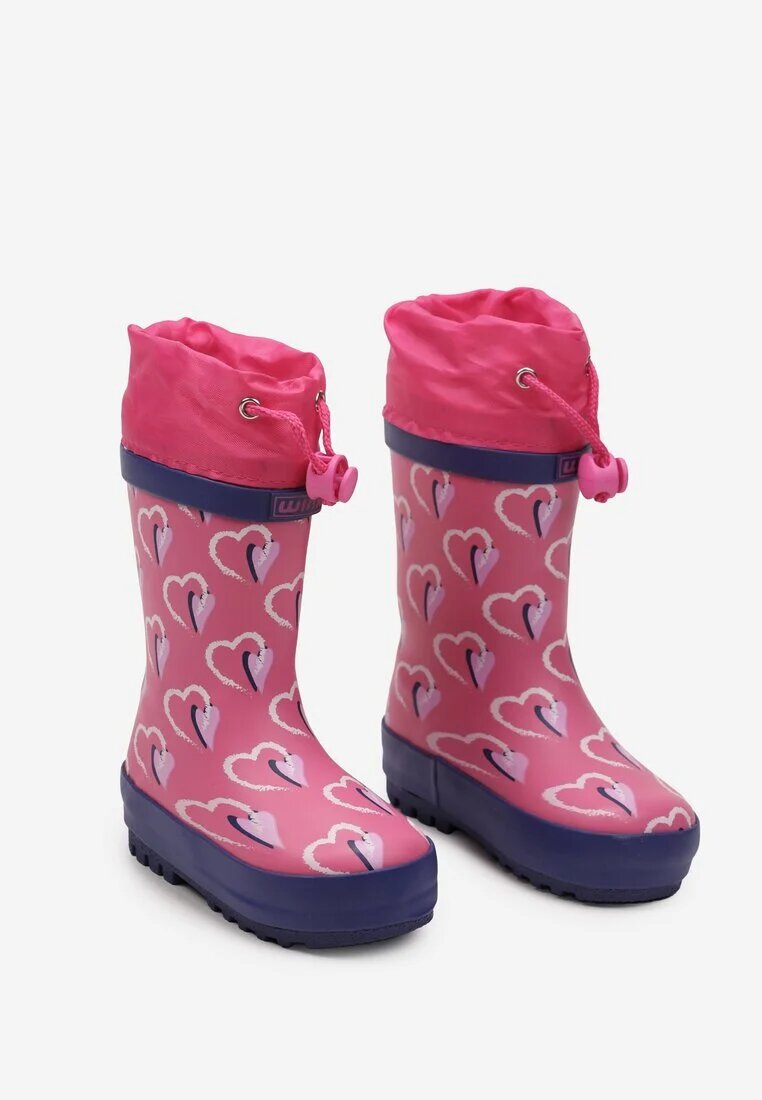  Cizme de cauciuc fucsia până la gambă cu elastic Nantia