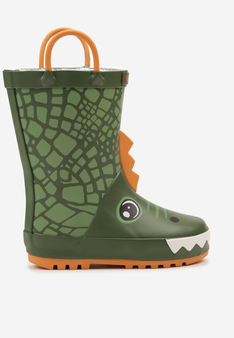  Cizme de cauciuc Verde-Portocalii cu Motiv Crocodil Amiliria