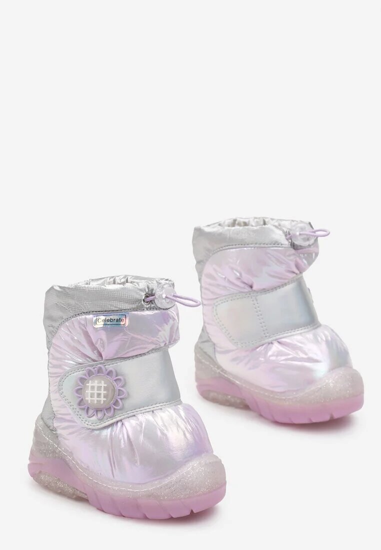  Cizme de zăpadă Mov cu scai cu floare și lumini LED Gonelia