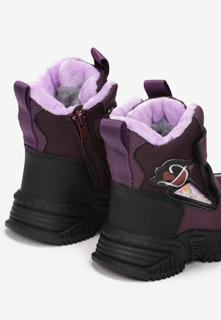  Cizme de zăpadă Violet cu Velcro cu Aplicații Makani
