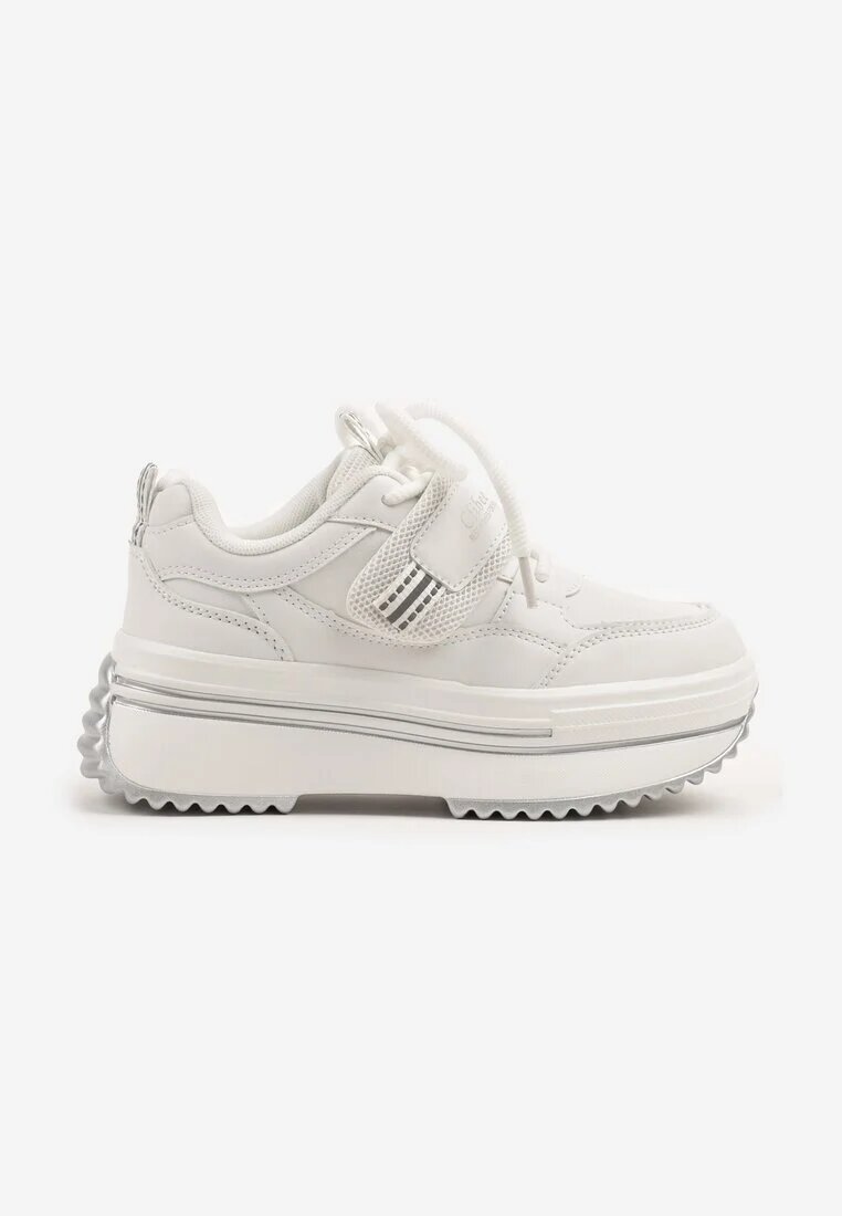 clibee Pantofi Sport Albi Sneakers cu Talpă Groasă cu Velcro Suplimentar Doreldi