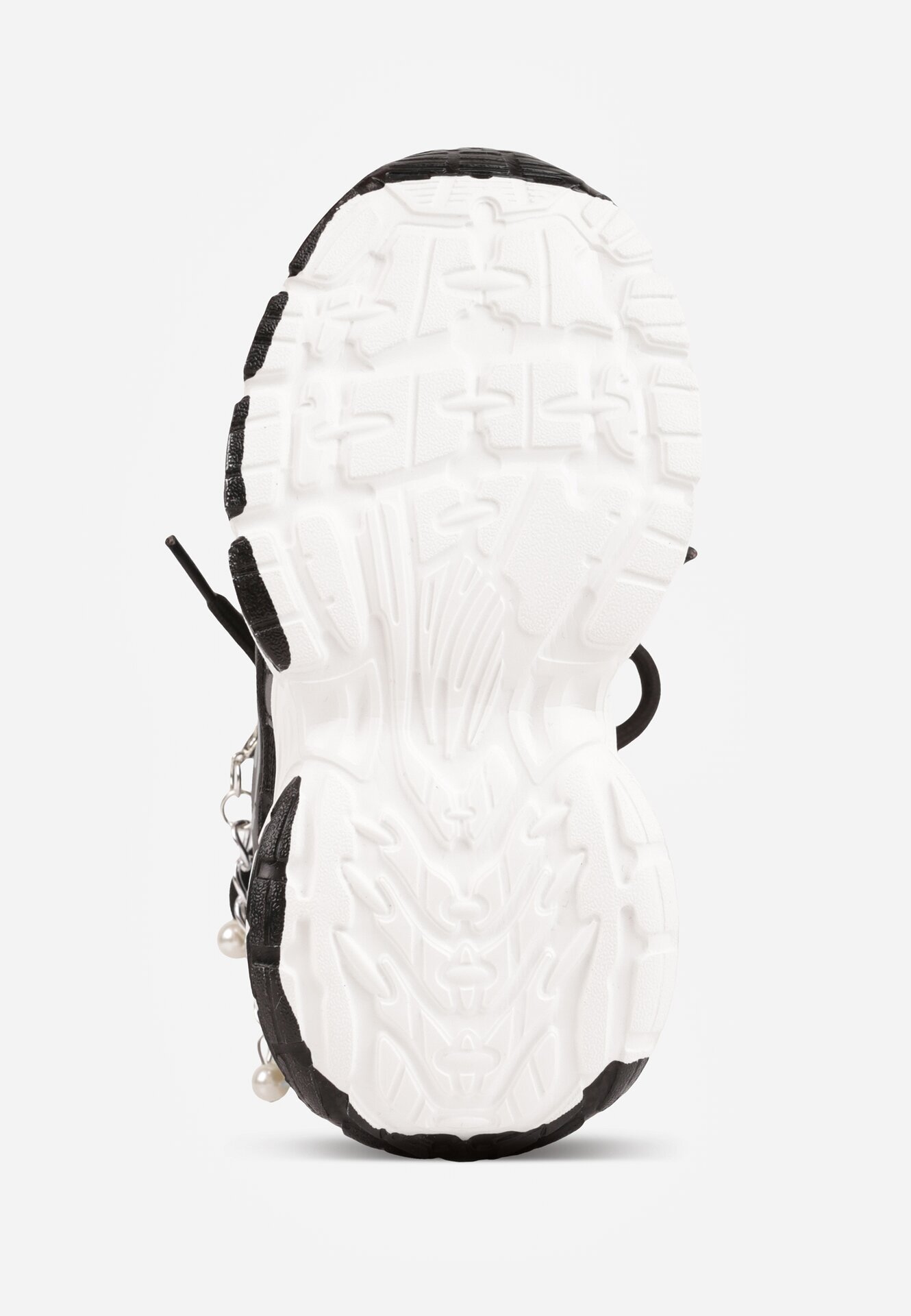 clibee Pantofi Sport Negri Sneakersy Chunky cu Lanț Decorativ cu Perle Nephenilla