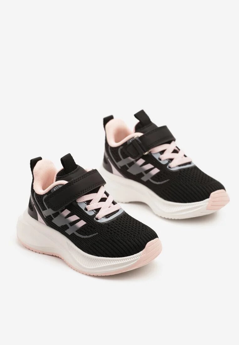 clibee Sneakers Negru-Roz cu Velcro cu Talpă din Spumă Naissina