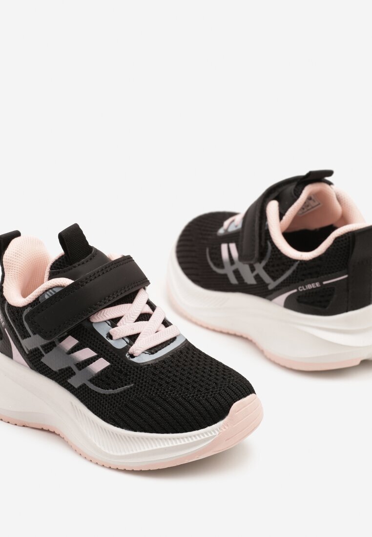 clibee Sneakers Negru-Roz cu Velcro cu Talpă din Spumă Naissina