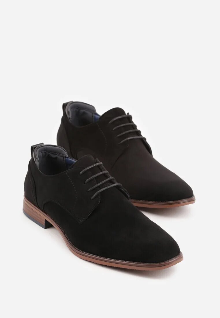 c'm homme Pantofi cu șireturi Negri din imitație de piele întoarsă în stil elegant Rhodica
