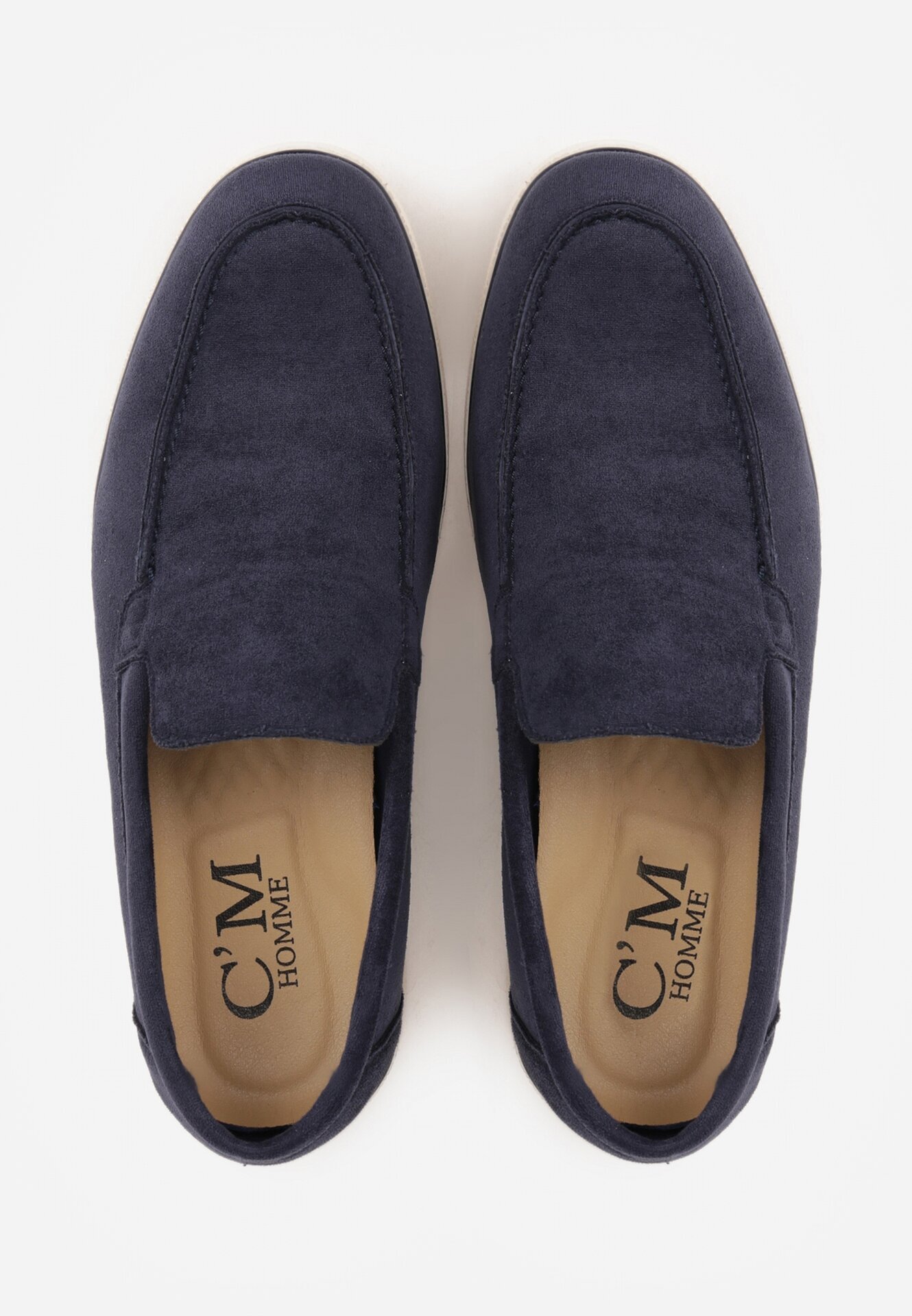 c'm homme Pantofi Mocasin slip-on Albastri din imitație de piele întoarsă Bagena