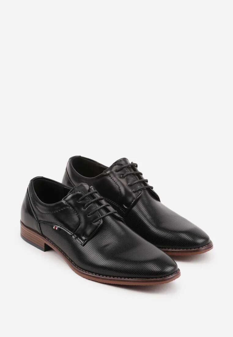 c'm homme Pantofi Negri Eleganti Cu șireturi cu Perforații Decorative Fild