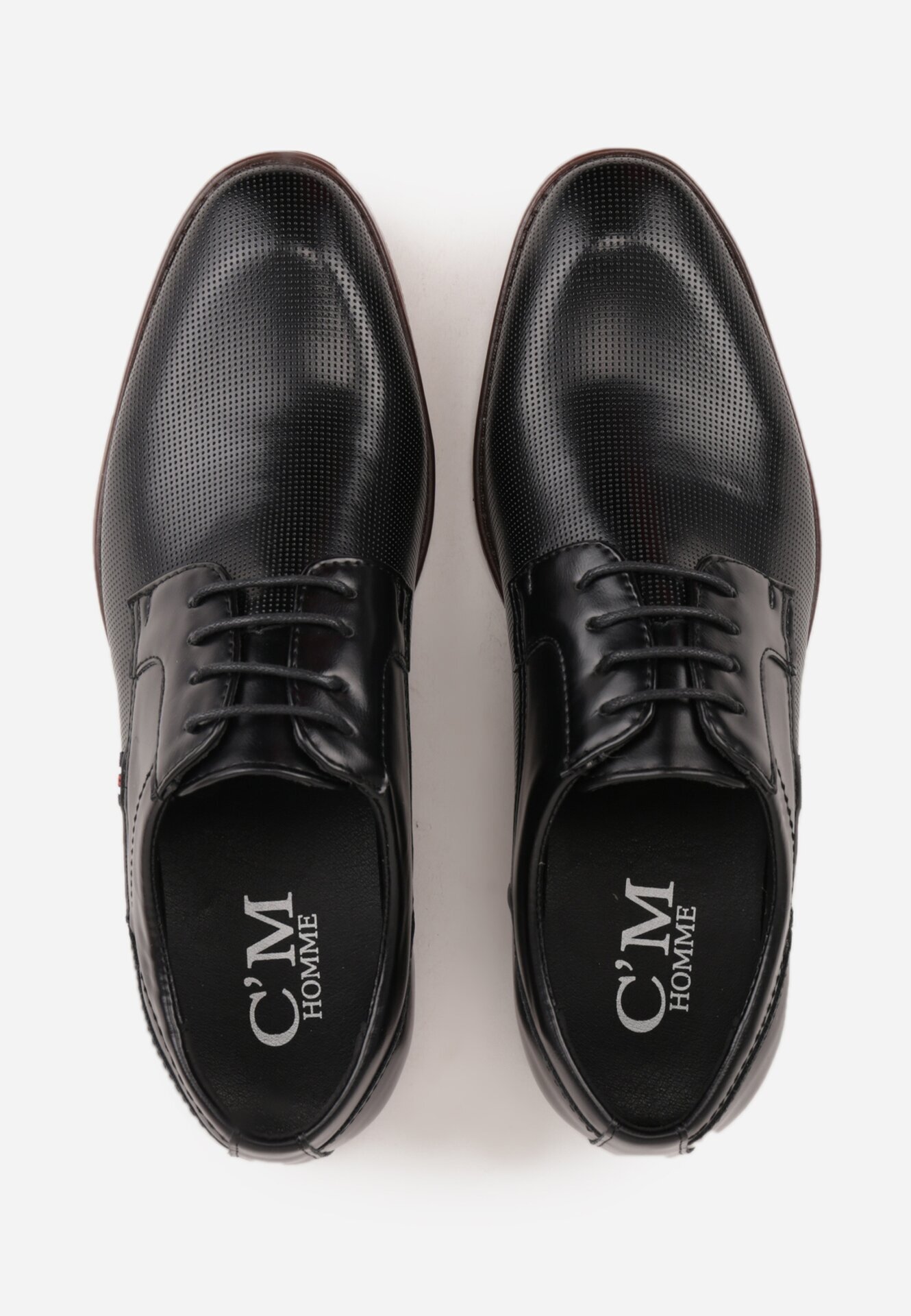 c'm homme Pantofi Negri Eleganti Cu șireturi cu Perforații Decorative Fild