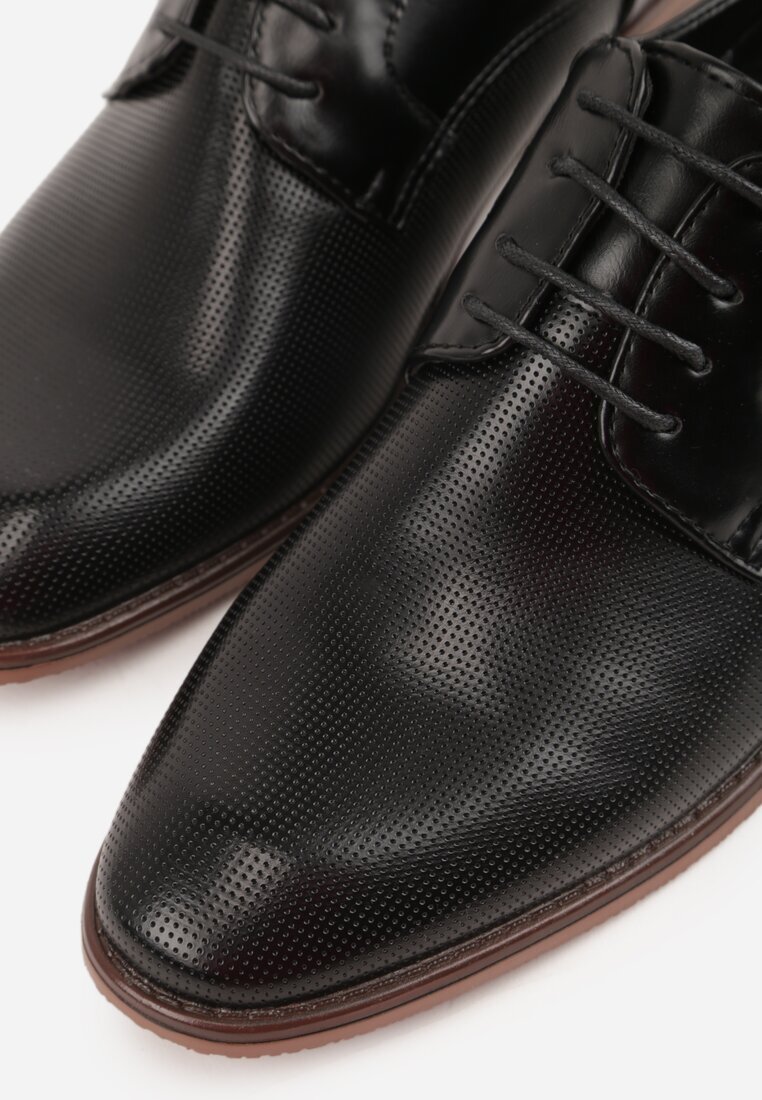 c'm homme Pantofi Negri Eleganti Cu șireturi cu Perforații Decorative Fild