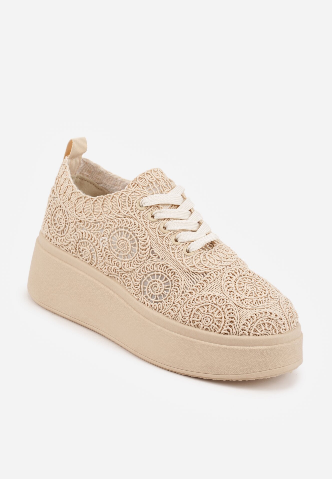 c'm paris Adidași bej din împletitură cu talpă groasă în stil Boho Dacara