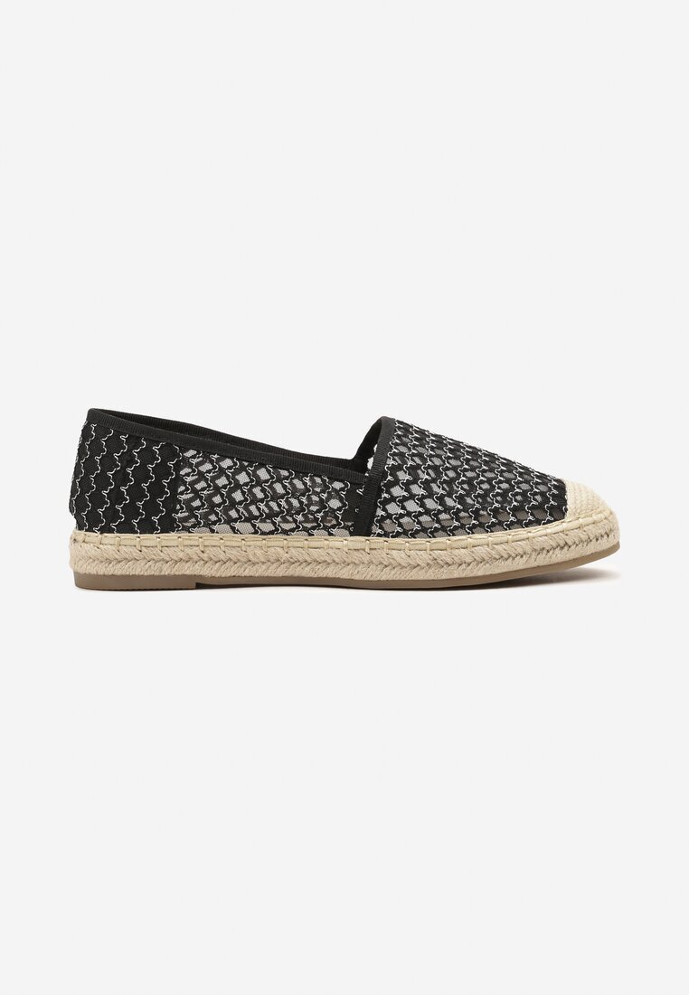 c'm paris Espadrile Negre din plasă decorate cu împletituri Telovianna