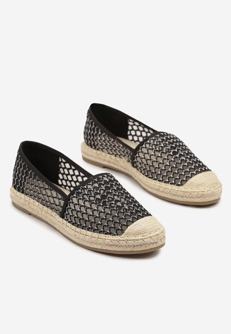 c'm paris Espadrile Negre din plasă decorate cu împletituri Telovianna