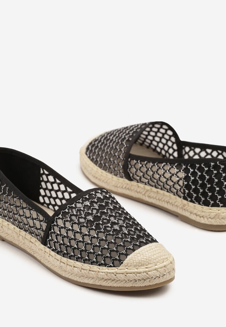 c'm paris Espadrile Negre din plasă decorate cu împletituri Telovianna