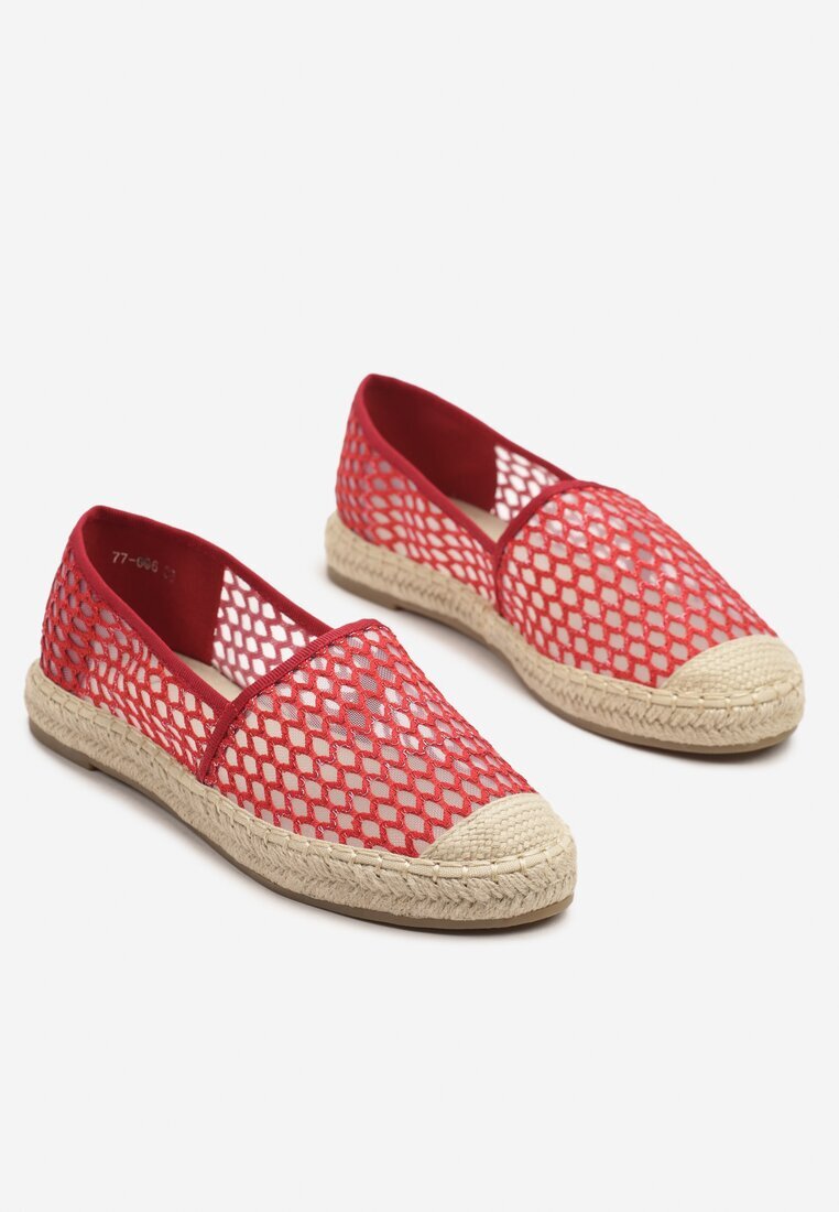 c'm paris Espadrile Roșii din plasă decorate cu împletitură Telovianna