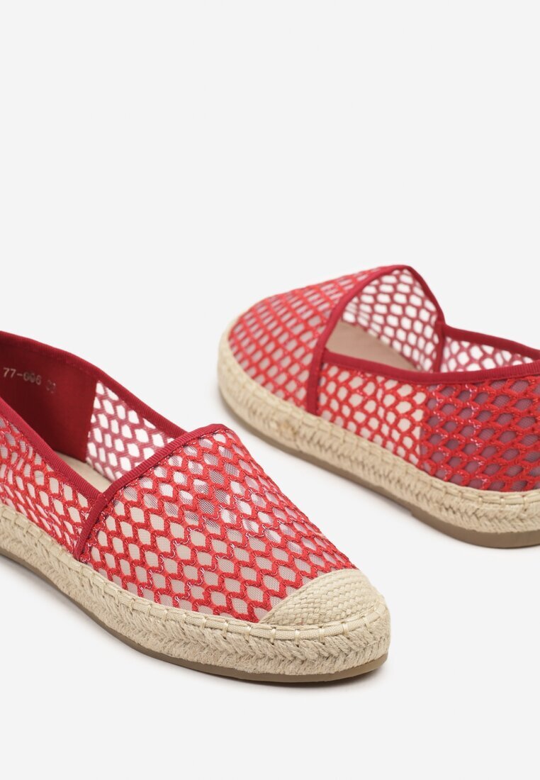 c'm paris Espadrile Roșii din plasă decorate cu împletitură Telovianna