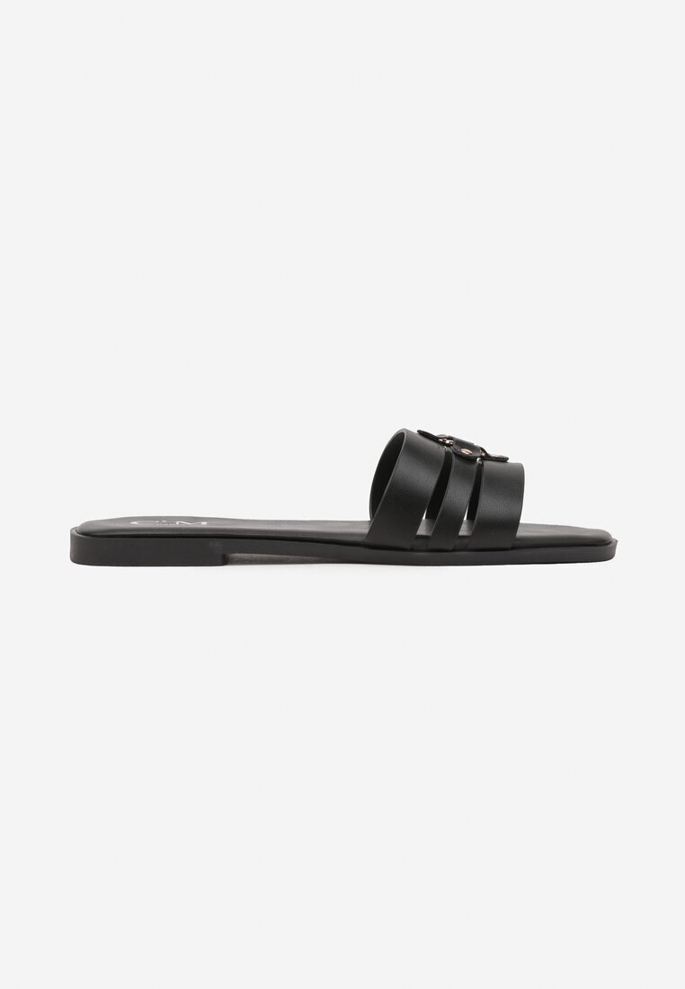 c'm paris Papuci Elegante Negre în Stil Minimalist cu Aplicație Decorativă Galisse
