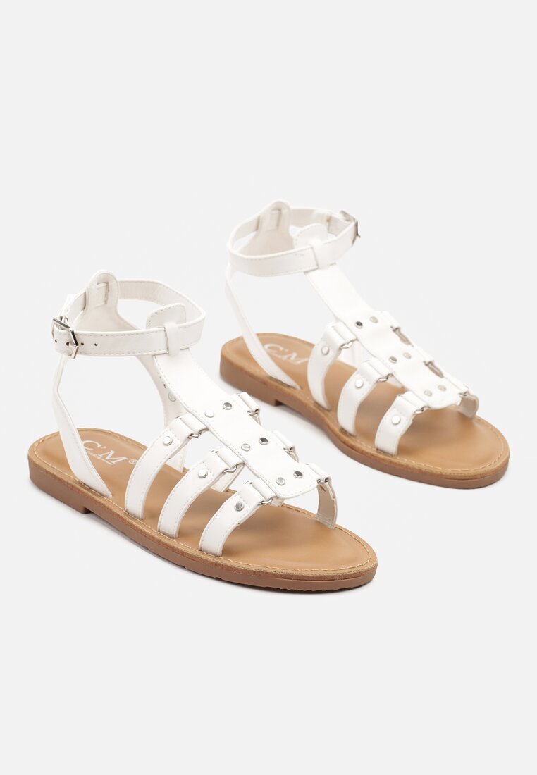 c'm paris Sandale Albe Tip Gladiator cu închidere cu cataramă Desalisse
