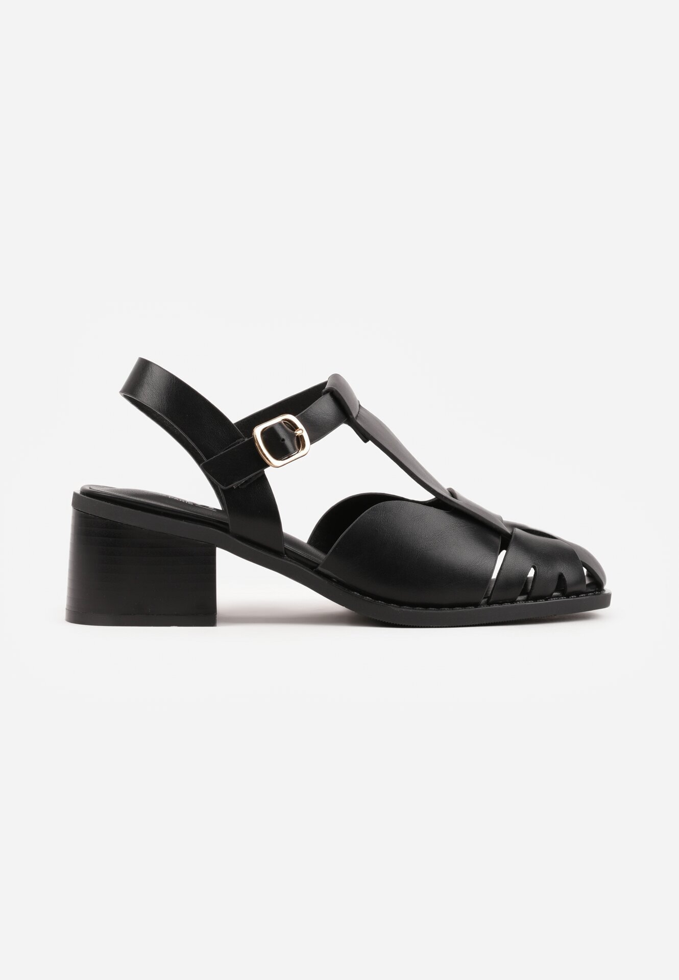 c'm paris Sandale Negre cu toc cu curele decorative Aglaosa