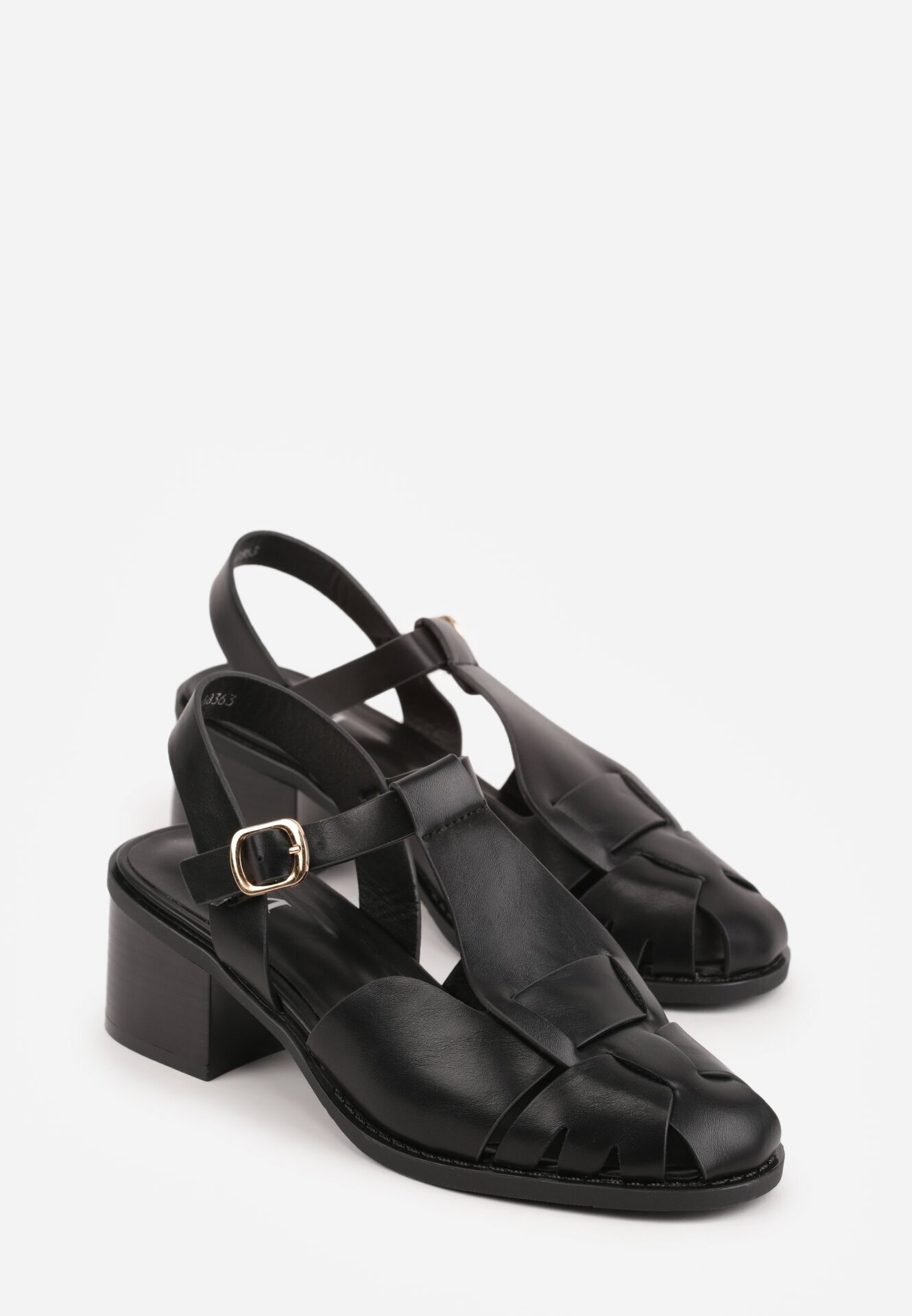 c'm paris Sandale Negre cu toc cu curele decorative Aglaosa