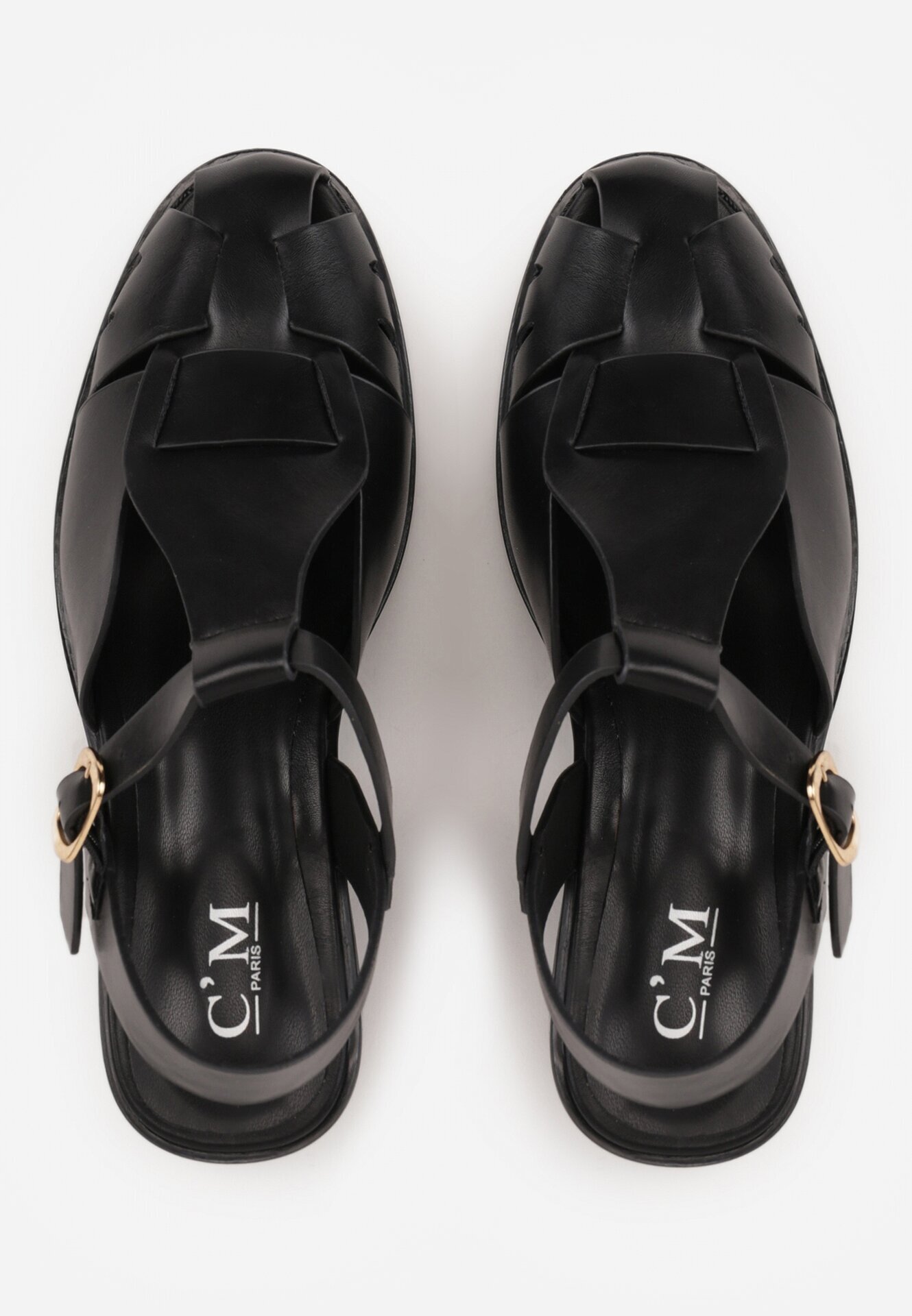 c'm paris Sandale Negre cu toc cu curele decorative Aglaosa