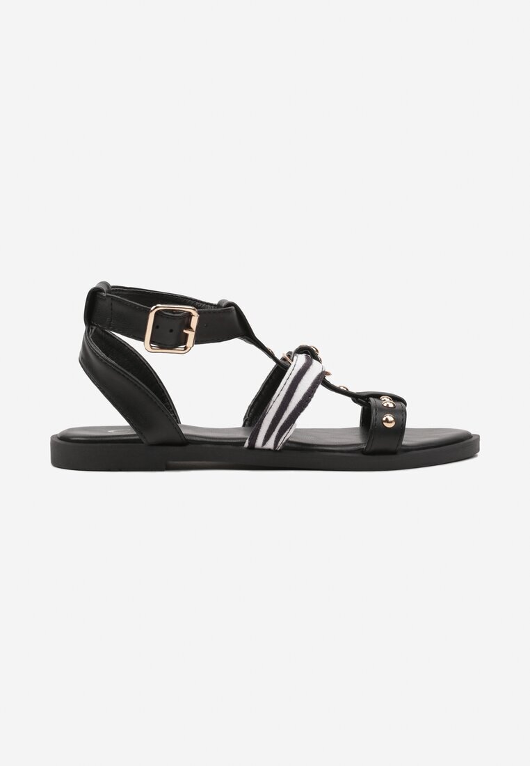 c'm paris Sandale Negre Gladiator Decorate cu Nituri Valritia