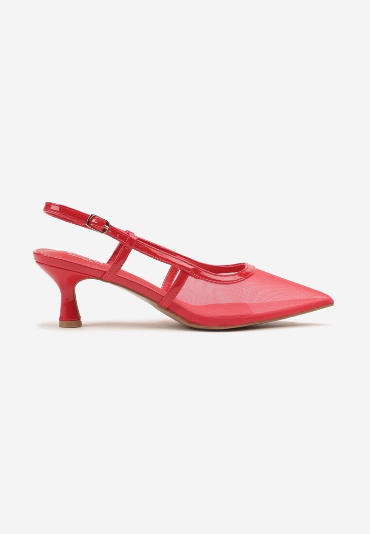 c'm paris Sandale Roșii Slingback din plasă cu toc tip kitten Tiltewia