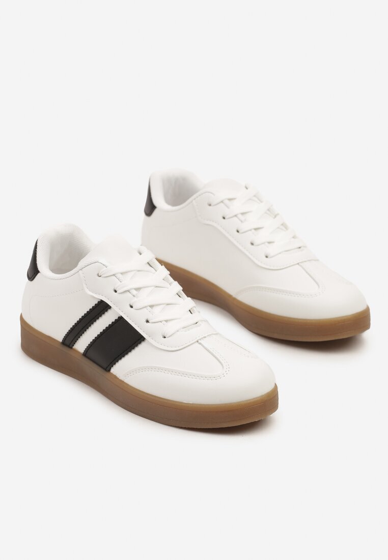 c'm paris Sneakers Tenisi Albi cu Dungi Geometrice Amolita